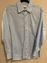 CRISTIAN AUJARD Dress Shirt-39/95 Medium Blue Monogrammed Pocket L/S EUC - £13.25 GBP