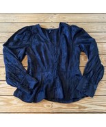 Bcbg Maxazria Women’s Button Front Peplum blouse size M Black S8 - $21.68