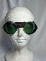 WW2 Green Lens Sun Goggles Steampunk WM 2.0 Pilot Aviator Glasses Leather Sides  - £316.94 GBP