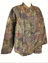 Tudor Court womens XL L/S brown TAPESTRY button down 2 side pocket jacke... - £8.41 GBP