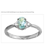 Solid 14K White Gold Oval Aquamarine Diamond Ring Sz 5.5   - $4,337.37 MXN