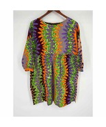 Yevu Smock Dress Sz S Multicolor Print Ghana West Africa Oversized 3/4 S... - £77.19 GBP