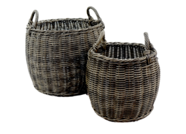 DTY Signature 2-Pack Hand Woven Wicker Storage and Laundry Basket with Handle - £158.61 GBP