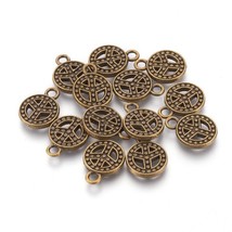 Peace Sign Charms Antiqued Bronze Pendants 17mm Upside Down 10pcs - £2.95 GBP