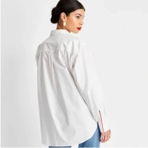 Future Collective Women's XXS White Button Down Dress Shirt image 2