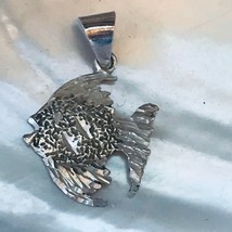 Estate 925 Signed Etched Angel Fish Ocean Fish Silver Charm or Pendant – marked  - £11.21 GBP