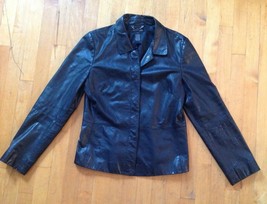 Kenneth Cole New York Womens&#39;s Black Genuine Leather Coat Size Medium - £21.11 GBP