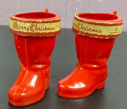 Vintage Rosen Christmas Boot Candy Container Santa Claus Red Hard Plastic 2 Lot - £23.73 GBP