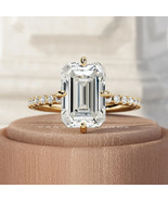 4.00 CT Emerald Cut F VVS2 Lab Grown Diamond High Set Art Deco Engagemen... - €2.543,99 EUR