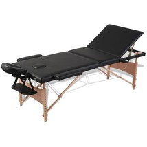 vidaXL Black Foldable Massage Table 3 Zones with Wooden Frame - £191.46 GBP