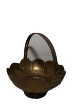 Vintage Brass Flower Basket / Planter  with Handle - India, MCM - £9.86 GBP