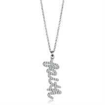 LO3488 - Rhodium Brass Chain Pendant with Top Grade Crystal  in Clear - $458.81 MXN