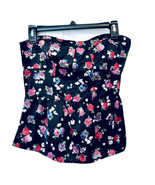 American Eagle Outfitters Womens M Black Floral Bandeau Peplum Smocked Z... - £7.95 GBP