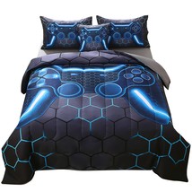 Twin Gamer Comforter Set For Boys,6 Piece Bed In A Bag 3D Video Game Bedding -Al - £73.53 GBP