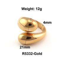 New Stainless Steel Water Drop Ring Statement Metalic Texture 18 K Rings For Wom - £11.43 GBP