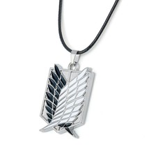 ATTACK ON TITAN NECKLACE Black White Survey Corps Logo Shingeki No Kyoji... - $148.02 MXN