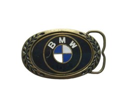 Vintage BMW Belt Buckle Heritage Buckles Solid Brass Oval Black Enamel Rare - £78.63 GBP