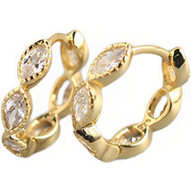 Anyco Earrings Gold Plated Luxury Minimalist Geometric Horse Eye Zircon Stud  - £17.02 GBP