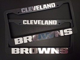 - SET of 2 - Cleveland Browns Black Plastic License Plate Frame Truck Ca... - $23.75