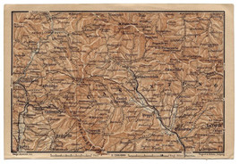 1902 Original Antique Map Of Valley Of Casentino Bibbiena Poppi Pelago Italy - £16.22 GBP