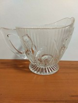 Vintage Jeannette Clear Depression Glass Footed Creamer Iris and Herringbone  - £3.89 GBP