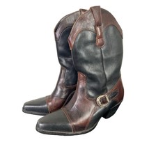 Vintage Dingo Women’s Two-Tone Leather Western Boots Silver Buckles Size... - $41.58