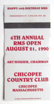 Chicopee Country Club  Massachusetts 30 Strike Matchbook Cover RMS 50th Birthday - £1.36 GBP