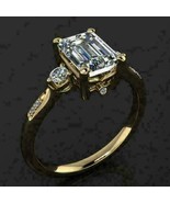 14K White Gold Plated 2.50 Ct Emerald Cut Diamond Solitaire Engagement Ring - $1,813.38 MXN