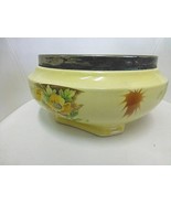 Silver Rim Hallmarked Ceramic Bowl L &amp; Sons Yellow Flowers England Early... - £41.62 GBP