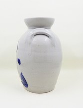 Williamsburg VA Pottery Salt Glazed Handled Crock Urn Vase Blue Grey 6 Inch - £10.20 GBP