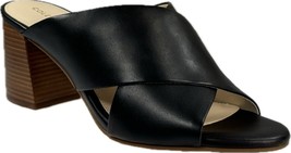 COLE HAAN Women&#39;s Dakota Crisscross Black Leather Slide Sandal W19534 - £88.04 GBP