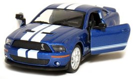 5 2007 Ford Shelby GT500 with Stripes 1:38 Scale (Blue) by Kinsmart - £5.73 GBP