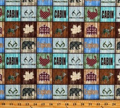 Cotton Realtree Edge Cabin Fever Squares Lodge Fabric Print by the Yard D469.29 - £9.53 GBP
