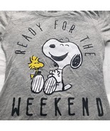 Peanuts Womens T Shirt Size XS Gray Snoopy Ready For The Weekend The Cut... - $222.41 MXN