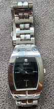 Vintage Men Guess Steel Silver Tone Black Dial Analog Quartz Watch Japan G95217G - £39.33 GBP