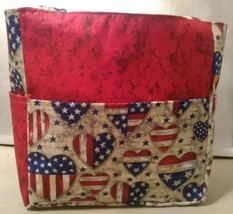 USA hearts americana stars stripes flag patriotic purse project bag handmade - £29.68 GBP