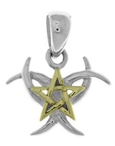 Jewelry Trends Sterling Silver and 14K Gold-Plated Triple Moon and Pentagram Pen - £34.53 GBP