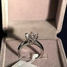 2 Ct 14K White Gold Plated LC Moissanite Solitaire Engagement Promise Ring Xmas - £65.80 GBP