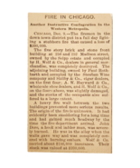 1895 Chicago Fire H. Wolf Madison Street Article Conflagration Victorian... - $467.16 MXN