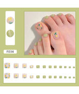 24Pcs Press On Toe False Nails Black Line Glitter Model #23 - £4.63 GBP
