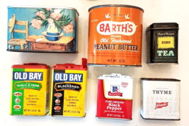 VTG Collector Tin LOT 7 EMPTY Int&#39;l Coffee Barths Tea Old Bay McCormick ... - £15.54 GBP