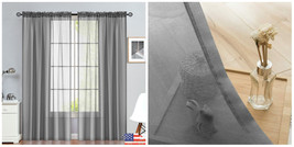 2PC Breathable Sheer Volie Solid Light Curtains Pocket - 55x63&quot; - Gray - P02 - £35.98 GBP