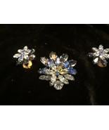 Vintage  Brooch Pin Earrings in Shades of Blue Stone - £19.37 GBP