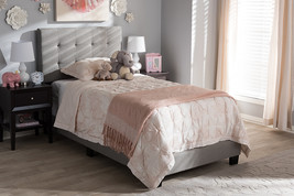 Evania Light Gray Fabric Twin Size Bed - $3,474.84 MXN