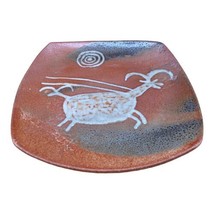 Studio Pottery Artist Signed Cave Painting Antelope &amp; Sun 11” X 11” BC - £27.24 GBP