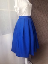 Royal Blue Midi Taffeta Skirt Outfit Women Custom Plus Size Pleated Midi Skirt image 5