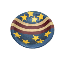 Tender Heart Treasures Americana Clay Pottery Bowl Red Blue Stars Stripes - £22.15 GBP