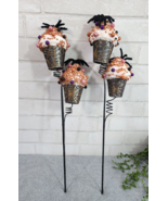 Halloween Spider Picks Wreath Centerpiece Decor 22&quot; Spray Foam Cupcakes ... - $26.99