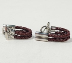 NEW 1-Pair Braided Two-Strand Brown Leather Wrap-Around Cufflinks - £20.76 GBP