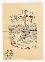 Sternen Wirtshaus Hohritt Gaststuben Sasbachwalden Germany Ad Card &amp; Map - £13.98 GBP
